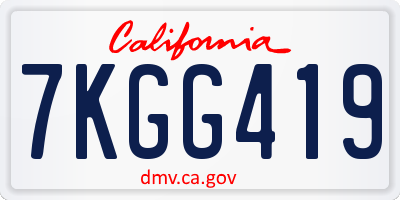 CA license plate 7KGG419