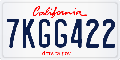 CA license plate 7KGG422