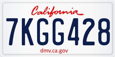 CA license plate 7KGG428