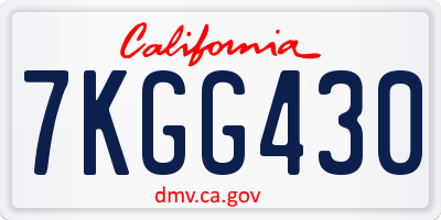 CA license plate 7KGG430