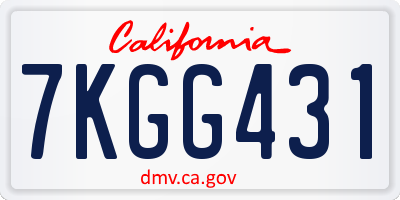 CA license plate 7KGG431