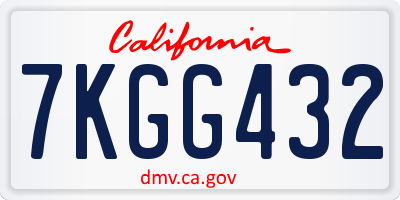 CA license plate 7KGG432