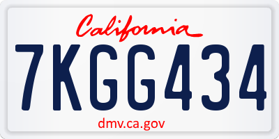 CA license plate 7KGG434