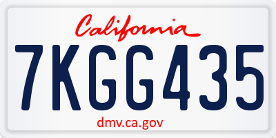 CA license plate 7KGG435