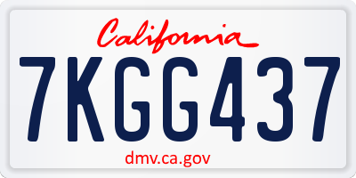 CA license plate 7KGG437