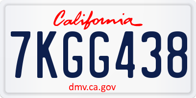 CA license plate 7KGG438