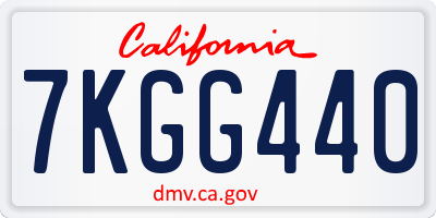 CA license plate 7KGG440