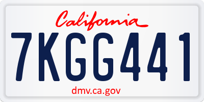 CA license plate 7KGG441