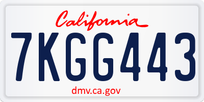 CA license plate 7KGG443