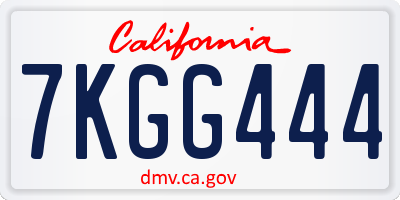 CA license plate 7KGG444