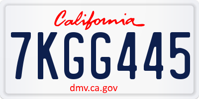 CA license plate 7KGG445