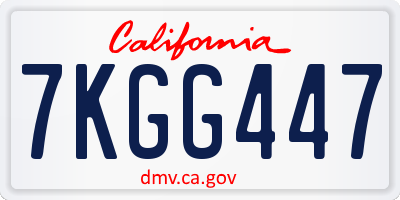 CA license plate 7KGG447