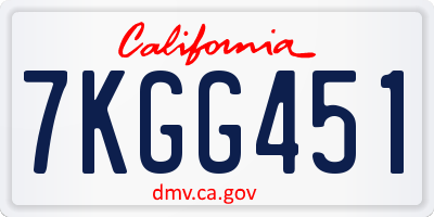 CA license plate 7KGG451