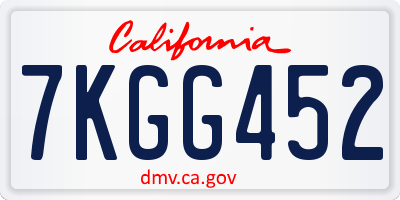 CA license plate 7KGG452