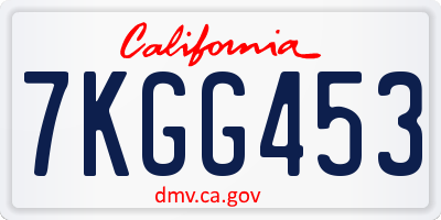 CA license plate 7KGG453