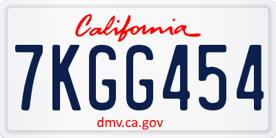 CA license plate 7KGG454