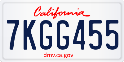 CA license plate 7KGG455