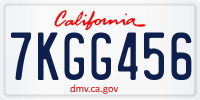 CA license plate 7KGG456