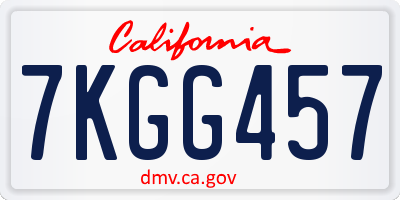CA license plate 7KGG457
