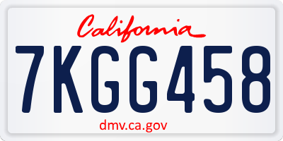 CA license plate 7KGG458