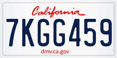 CA license plate 7KGG459