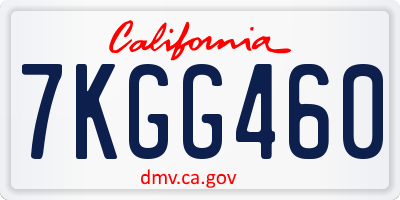 CA license plate 7KGG460