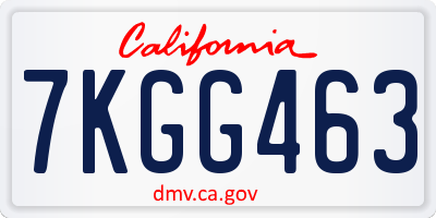 CA license plate 7KGG463