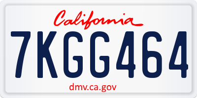 CA license plate 7KGG464