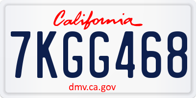 CA license plate 7KGG468