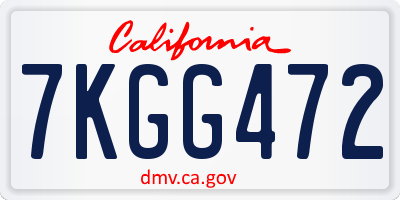 CA license plate 7KGG472
