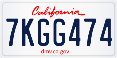 CA license plate 7KGG474
