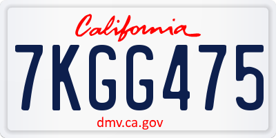 CA license plate 7KGG475
