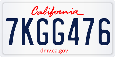 CA license plate 7KGG476