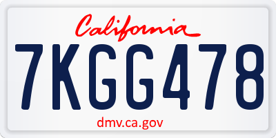 CA license plate 7KGG478