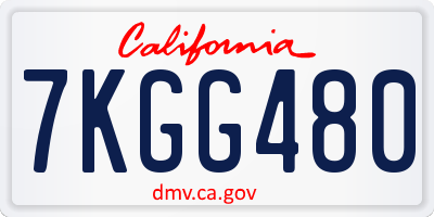 CA license plate 7KGG480