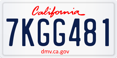 CA license plate 7KGG481