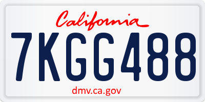 CA license plate 7KGG488