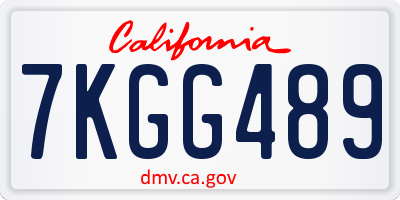 CA license plate 7KGG489