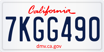 CA license plate 7KGG490