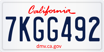 CA license plate 7KGG492