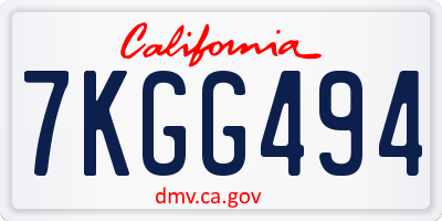 CA license plate 7KGG494