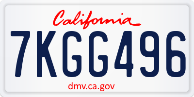 CA license plate 7KGG496