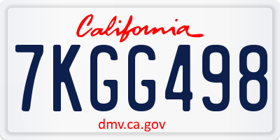 CA license plate 7KGG498