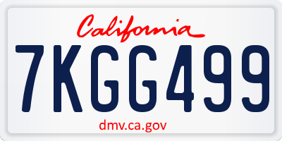 CA license plate 7KGG499