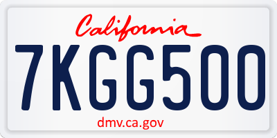 CA license plate 7KGG500