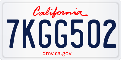 CA license plate 7KGG502
