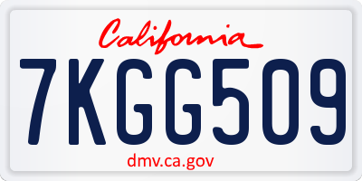 CA license plate 7KGG509