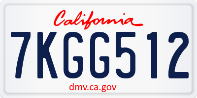 CA license plate 7KGG512