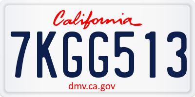 CA license plate 7KGG513