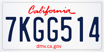 CA license plate 7KGG514